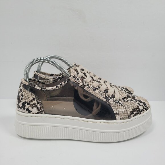Aldo Platform Shoes - Aldo Platform Women’s Tan Black Lace Up Snake Print Sneaker US Size 6